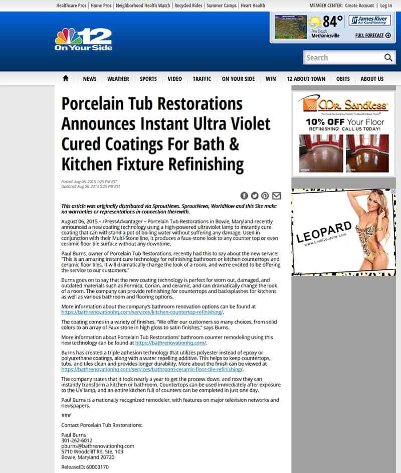 Porcelain Tub Restoations NBC