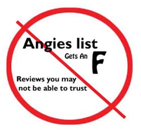 Reviews Angies List Logo with a slash thru it.
