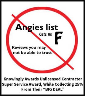 Angies List Reviews logo with slash thru it.