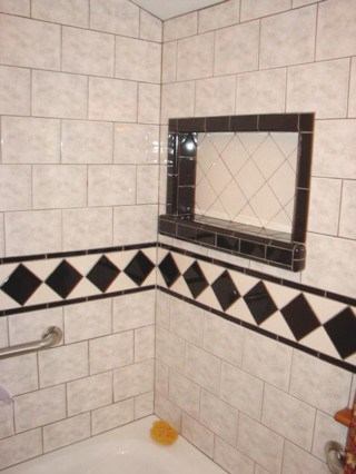 Fresh new bathroom ceramic tile regrouting.