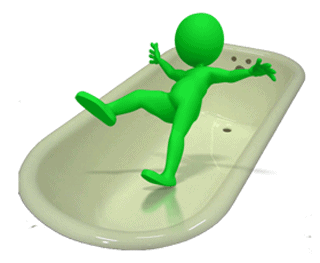 3D person slipping in tub