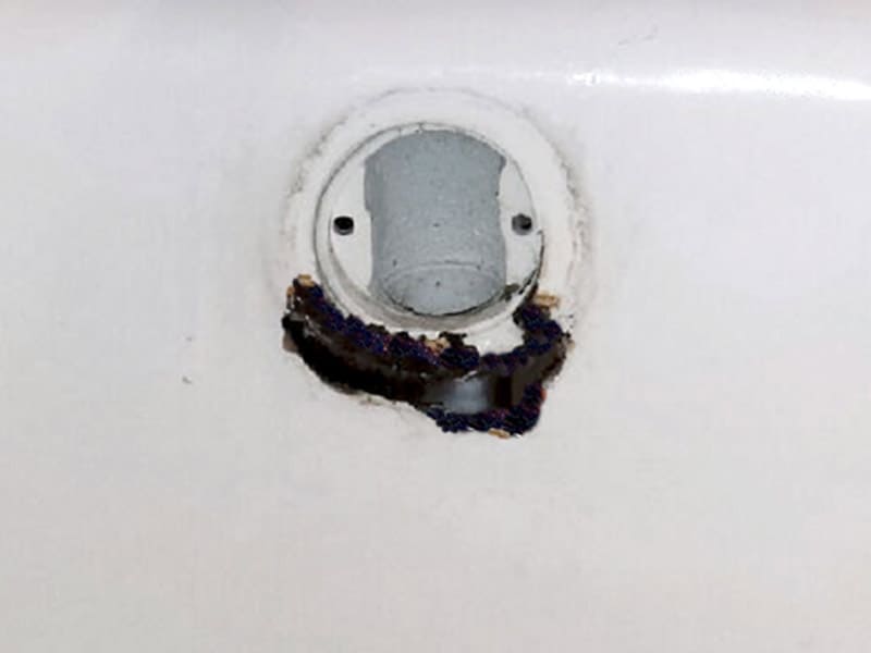Bathtub Drain Overflow Rust Hole Repair, Bathtub Drain Gasket Replacement