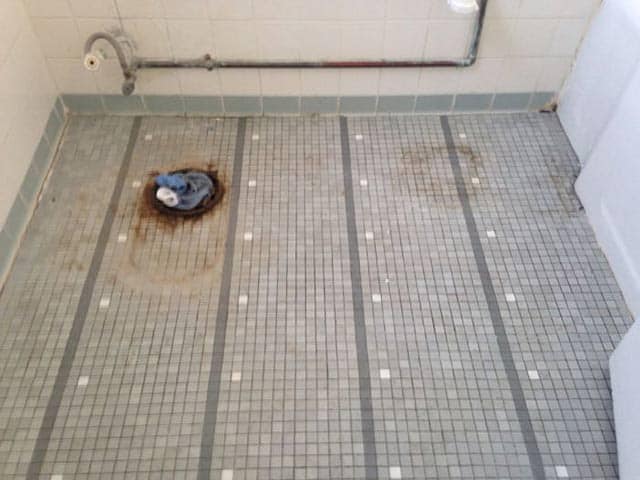 BEFORE: Customer needed to update tired ceramic tile floor.
