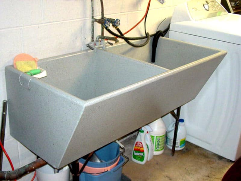 Concrete laundry room sink refinishing after
