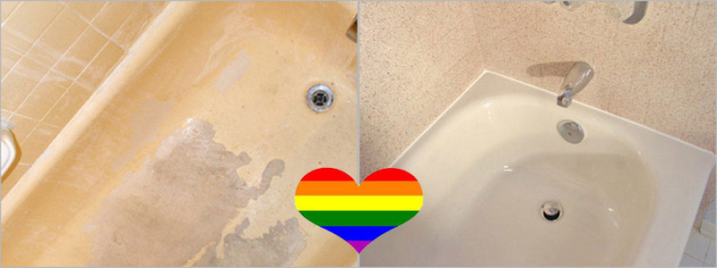 We love our LGBT Gay - Lesbian & Transgender bath remodeling clients. Porcelain Tub Restorations 301-262-6012 #Gayfriendlybathremodeling