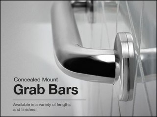 Concealed mount grab bars provide safety.