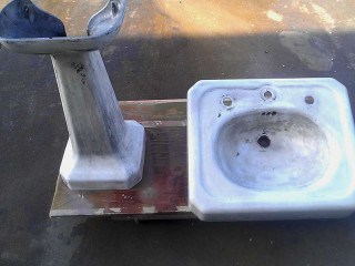 Getting this ready for pedestal sink refinishing restoration.