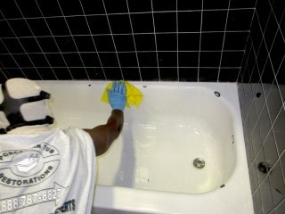 Competed strip refinished bathtub.